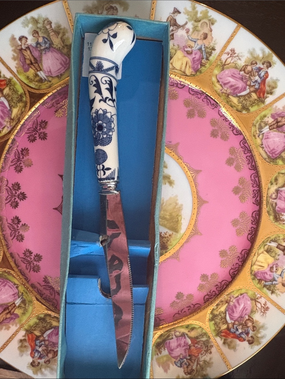 House of prill vintage Blue Floral Ceramic Handle Knife